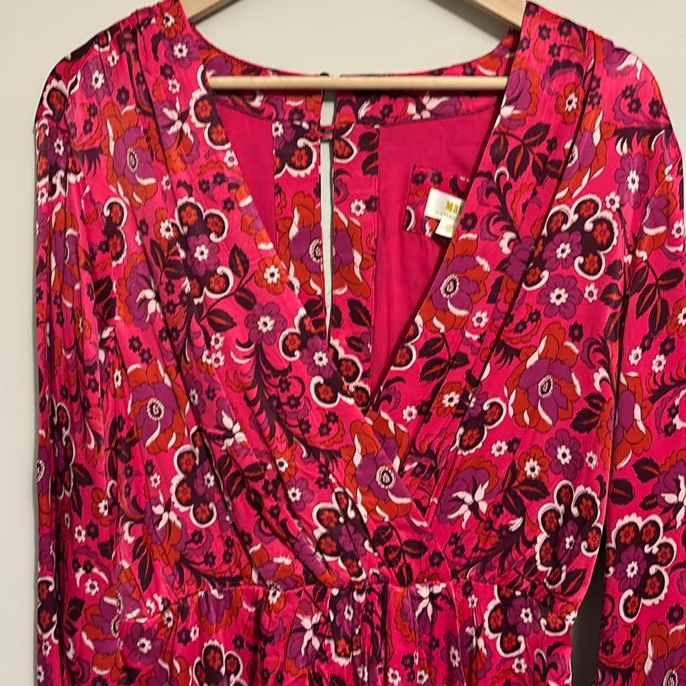 Maeve Fuchsia Pink Floral Wrap Dress